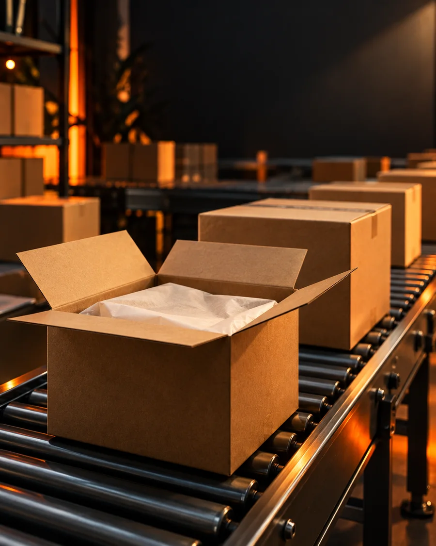 Conceptual fulfillment artwork showing the logistics side of an ecommerce business